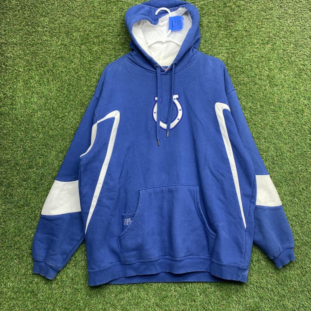 Indianapolis Colts Hoodie Mens Large Blue White NFL Football Sweatshirt Pullover